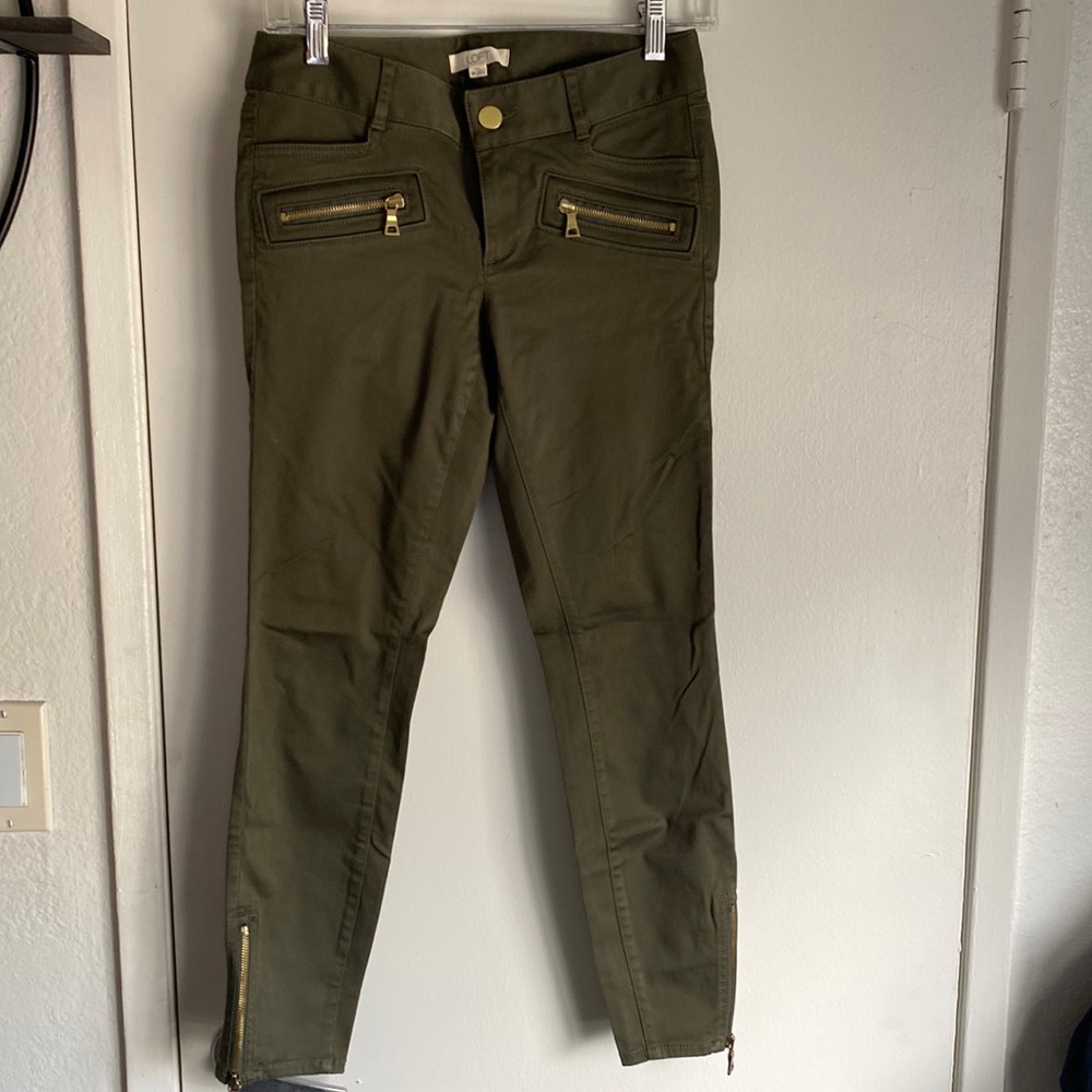 Loft green pants used only ones 0 petite